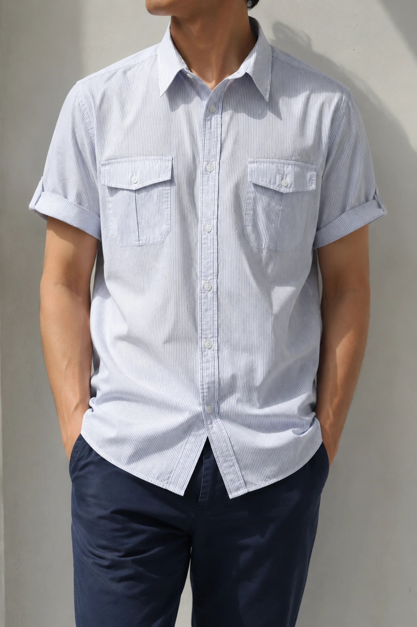 Camisa Clockhouse de manga corta a rayas – Talla M